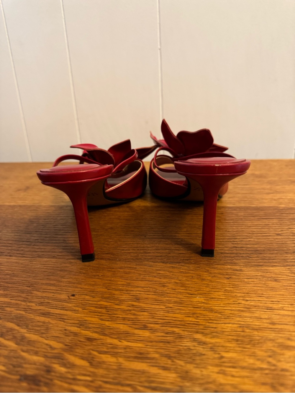 Zara Red Floral Patent Sandal Heels with Statement Floral - Picture 3 of 6